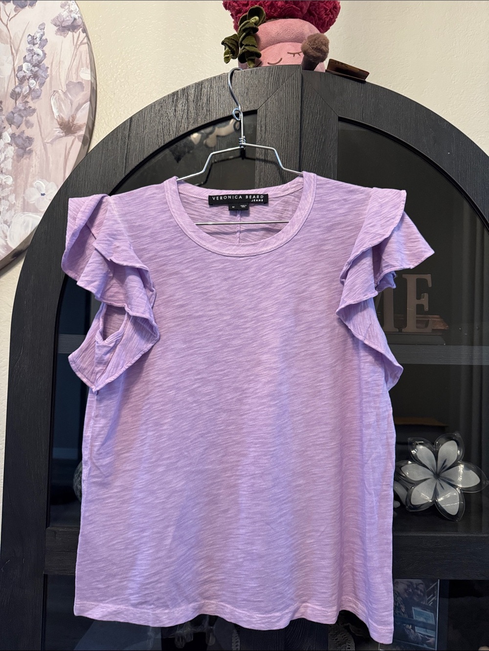 Veronica Beard Lilac Ruffle Sleeve Tee